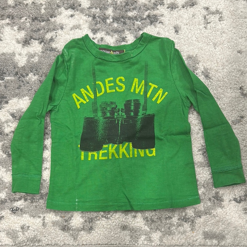 Morgan and Milo 3t Green Kids Long Sleeve Shirt